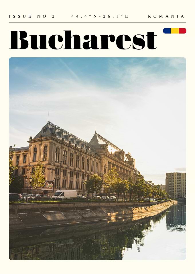 Bucharest Romania Travel Art Poster