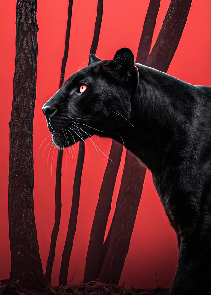 Black Panther in Red Forest