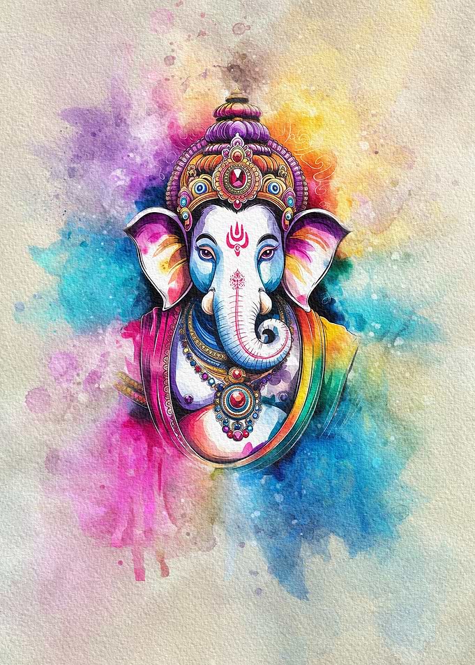 Ganesha Watercolor Art