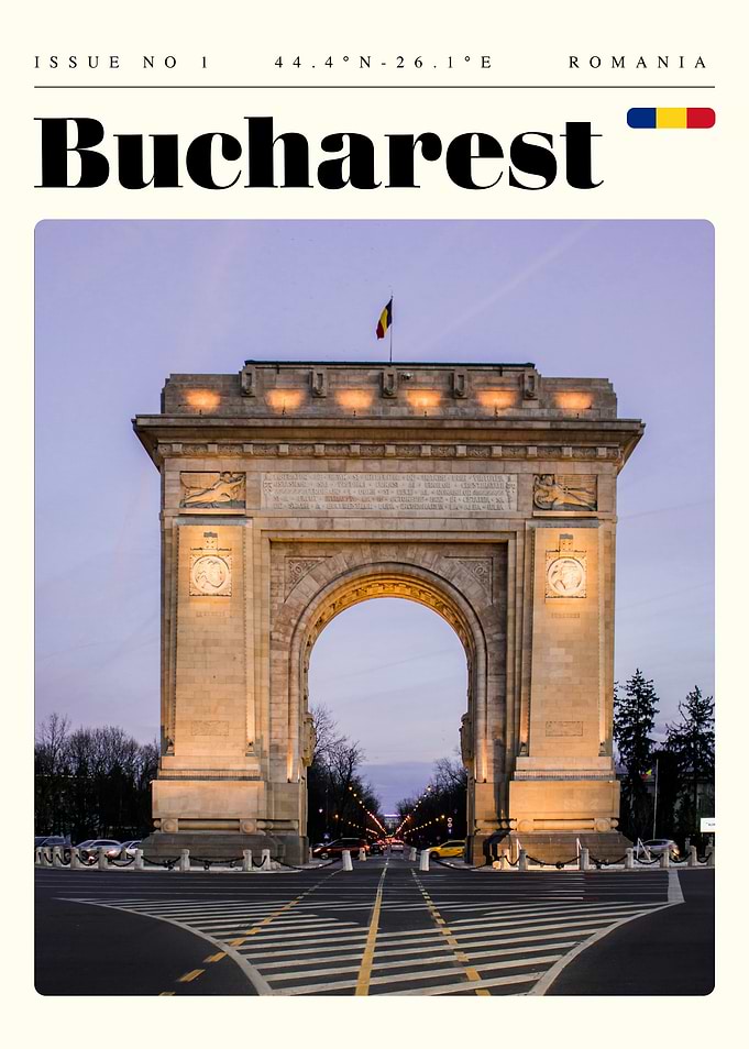 Bucharest Romania Travel Art Poster