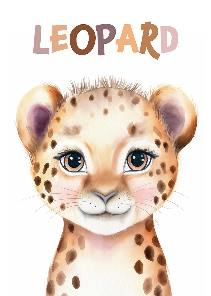 Cute Leopard Watercolor Nursery