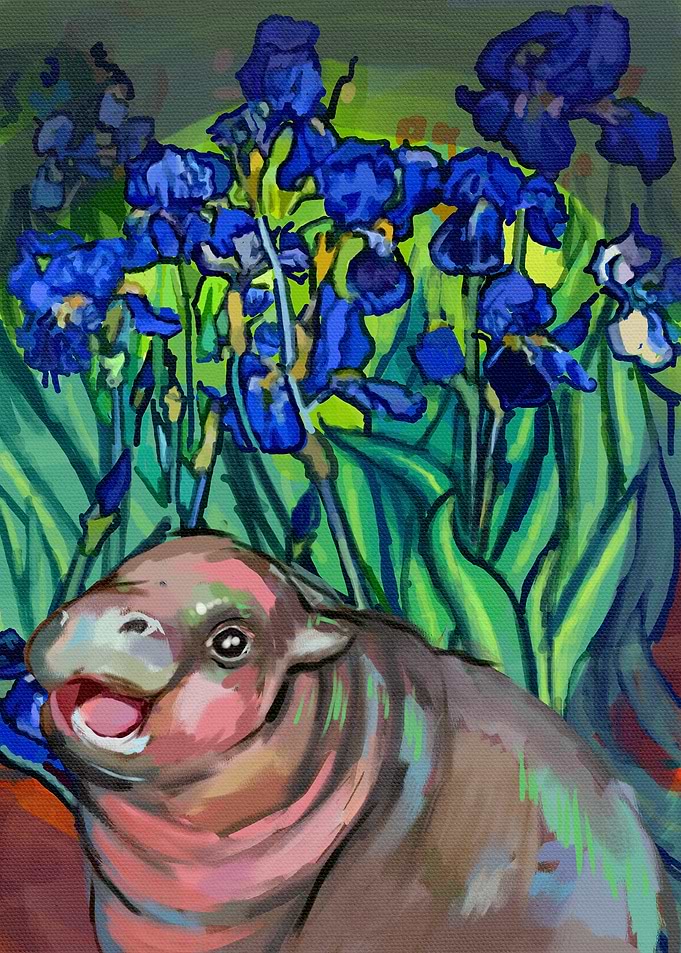 Hippo and Irises