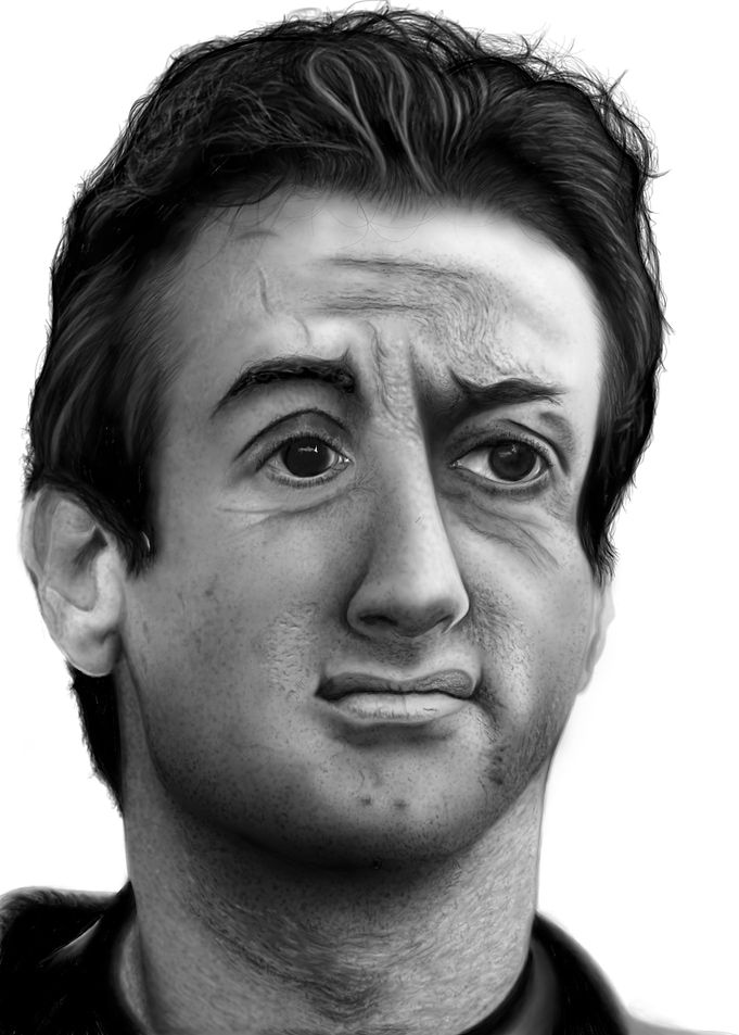 Man's Portrait in Black and White