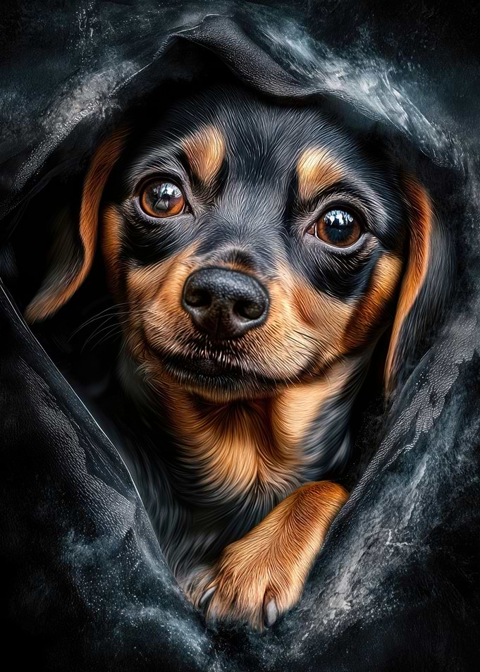 Beagle Peeking from Blanket