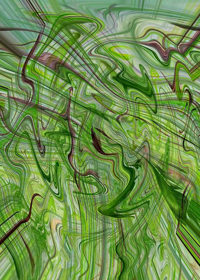 Abstract Green Swirls AF4