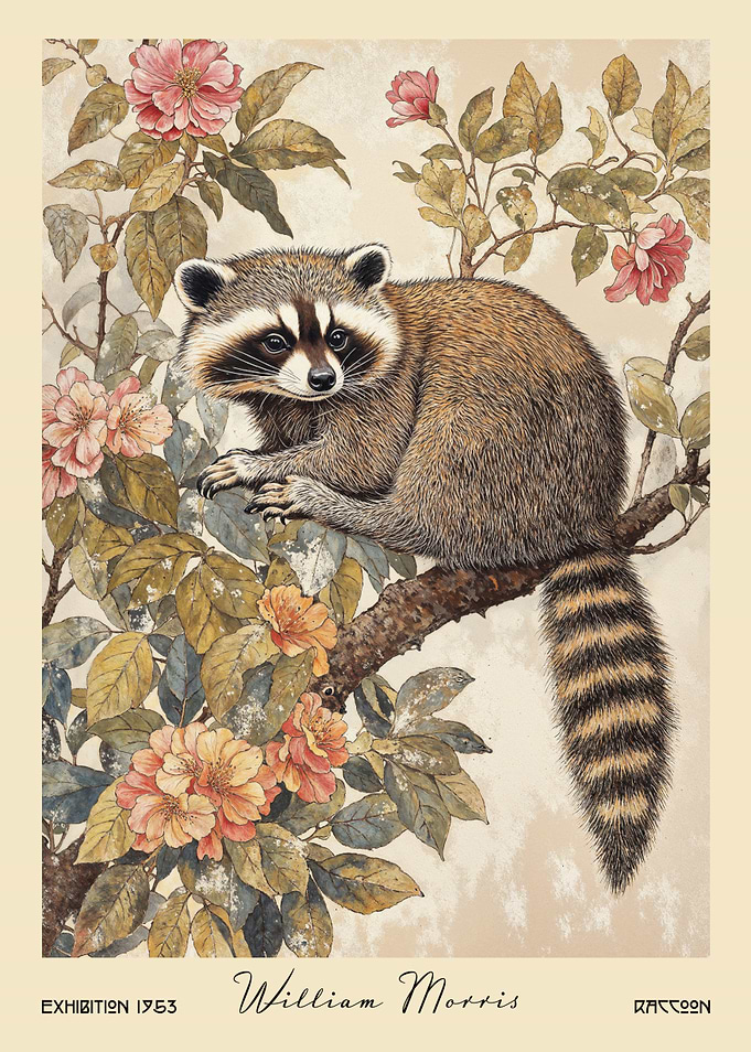 Raccoon William Morris Floral