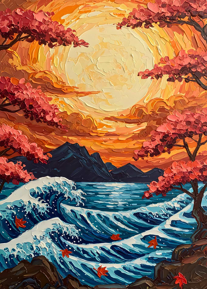 Japanese Wave Sunset