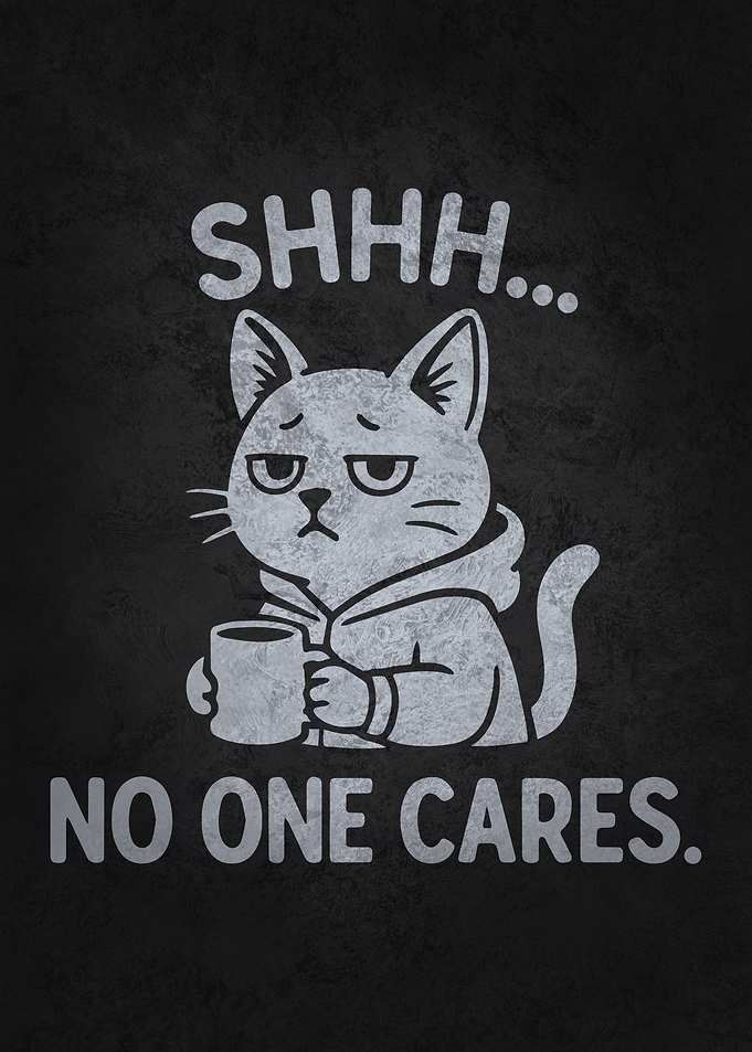 Shhh... No One Cares – Funny Sarcastic Cat