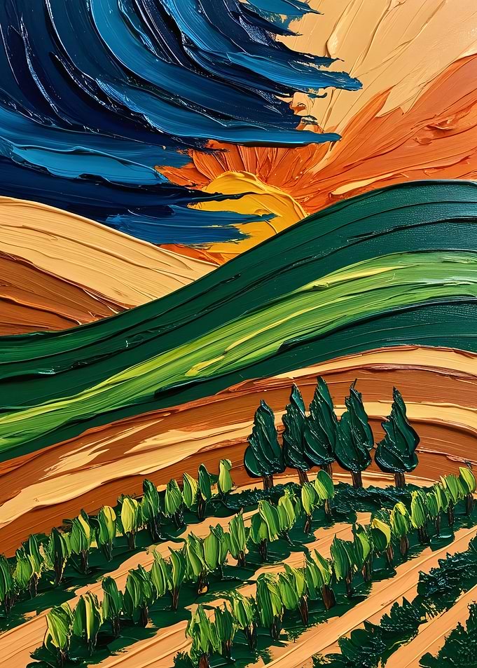 Sunset Hills Landscape Oil Painting