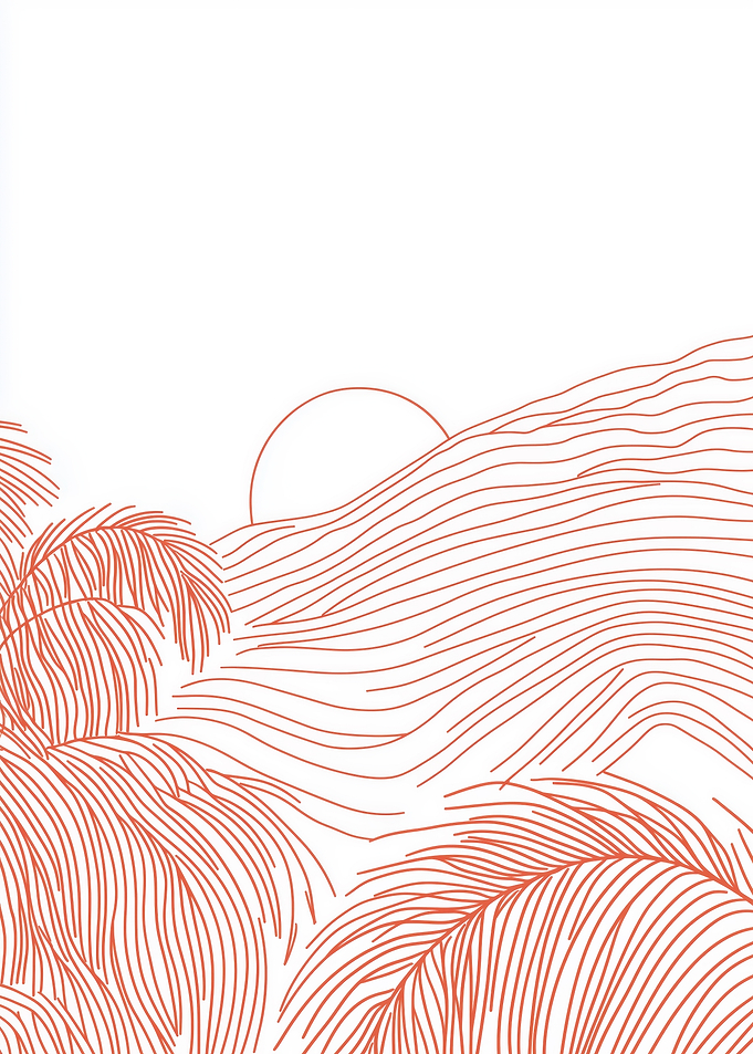 Palm Tree Sunset Line Art