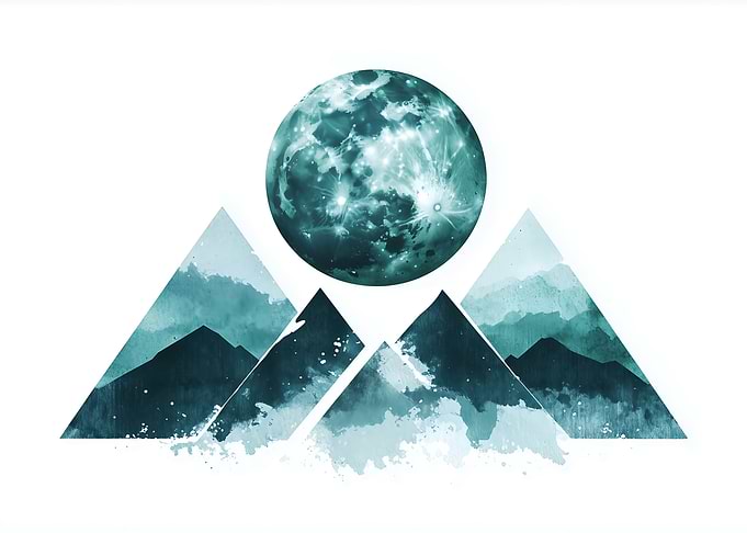 Teal Moon & Mountains