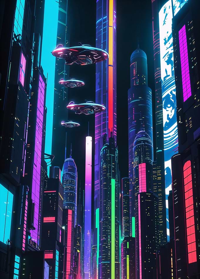 Futuristic Anime Cartoon Style Sci-Fi City