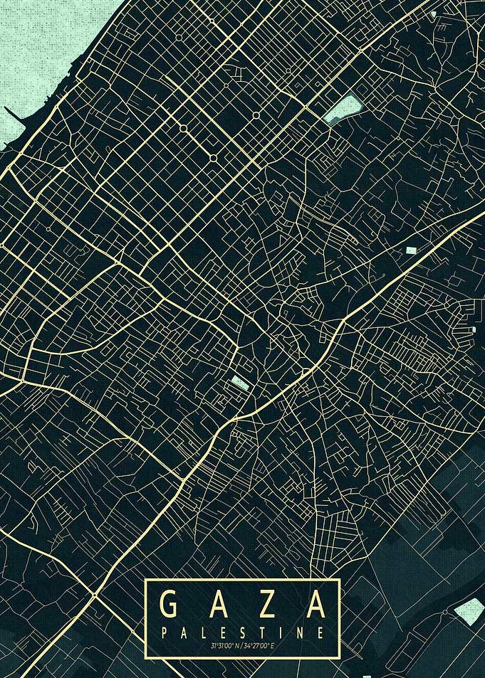 Gaza City Map Palestine Summer
