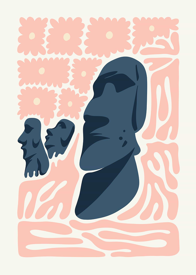 Moai with Flowers