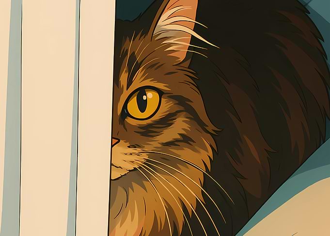 Curious Cat Peeking