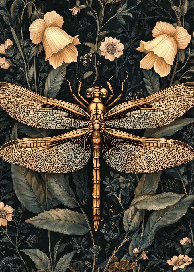Golden Dragonfly in Bloom