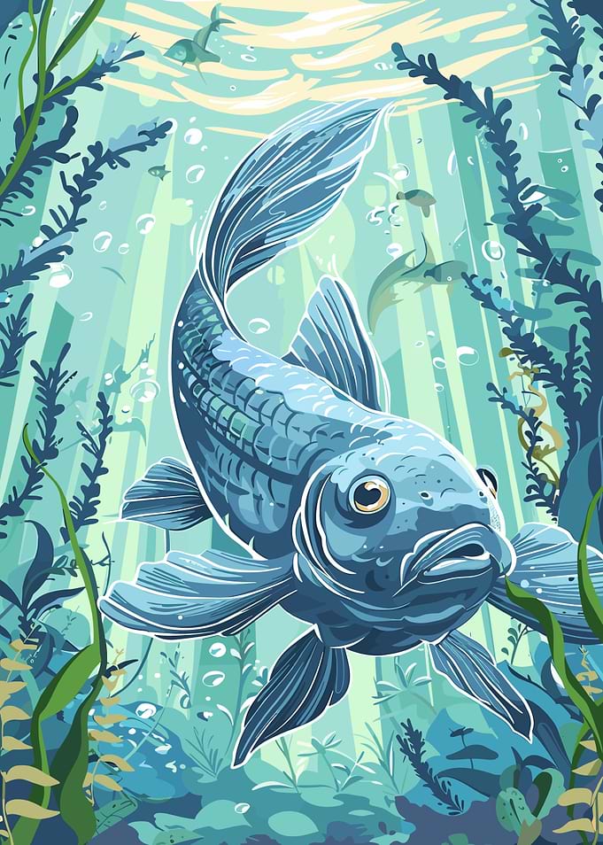 Blue Koi Fish Underwater