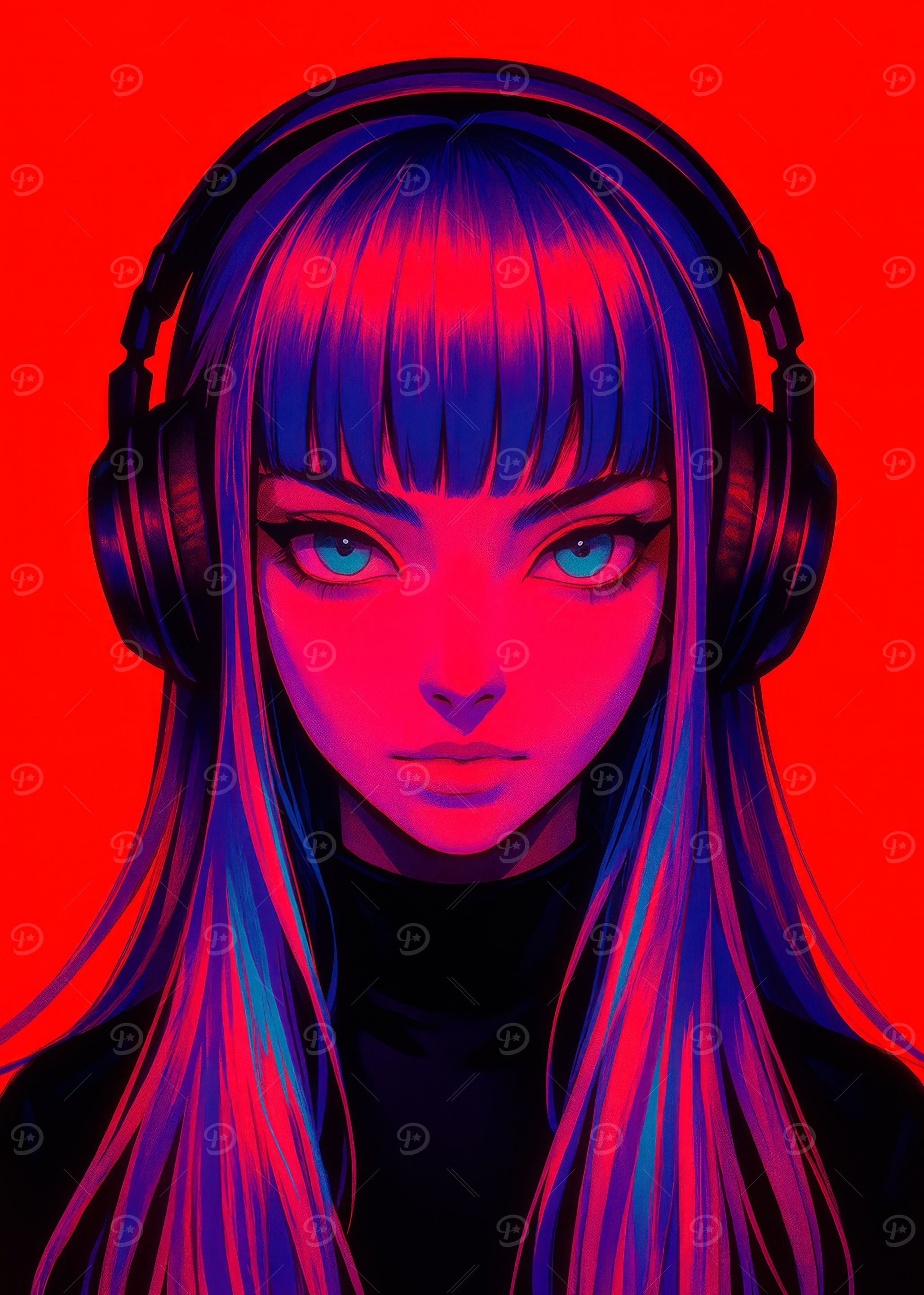 Anime Girl with Headphones