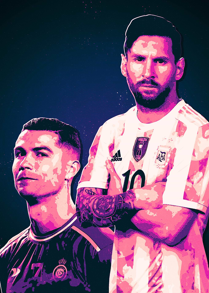 Messi and Ronaldo Retro Pop Art