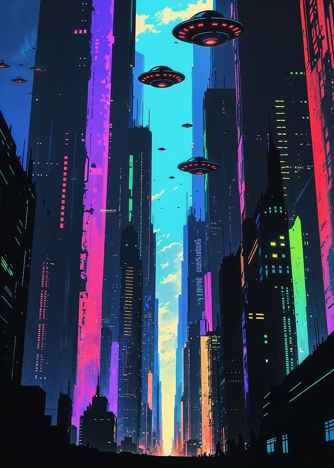 Futuristic Anime Cartoon Style Sci-Fi City