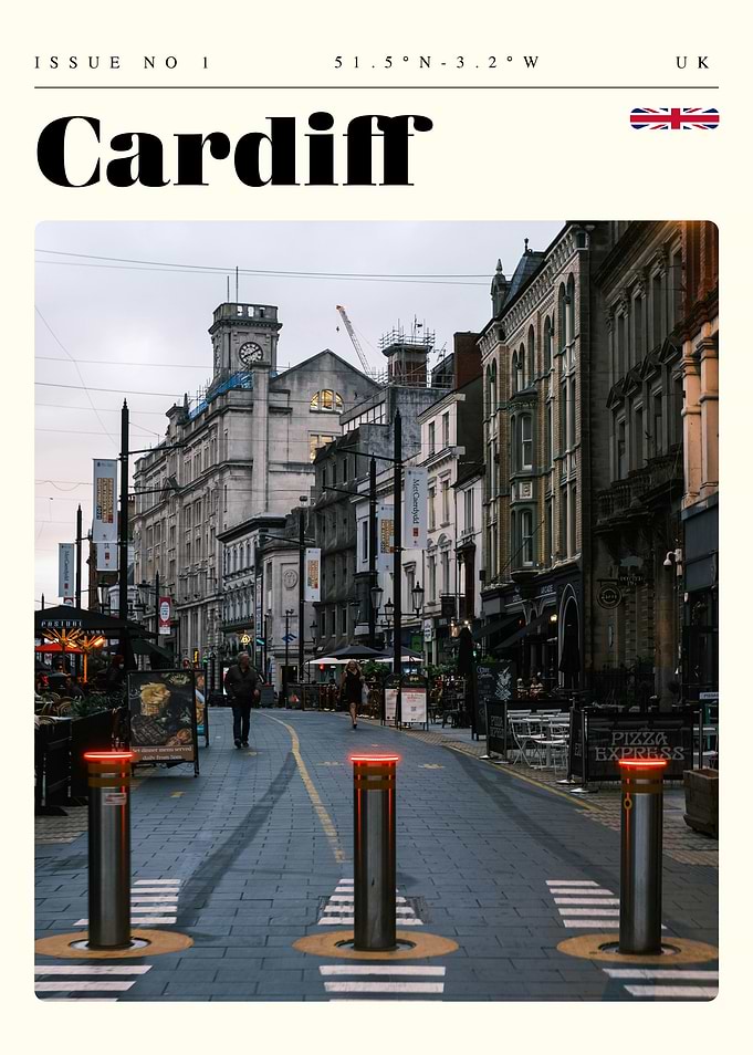 Cardiff Wales Travel Art Poster