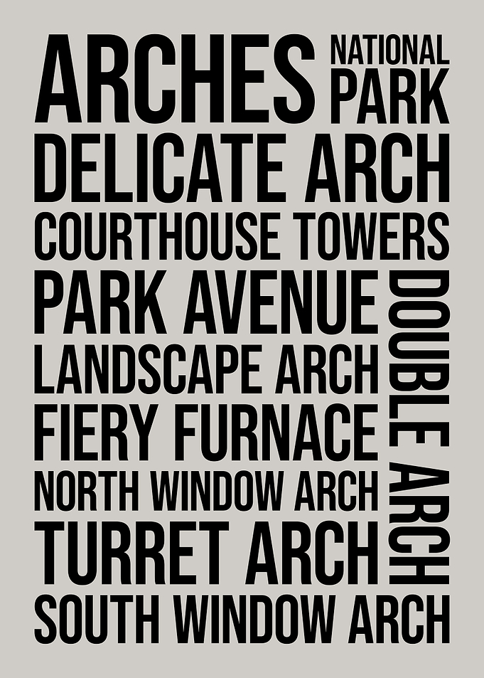 Arches National Park Word Art