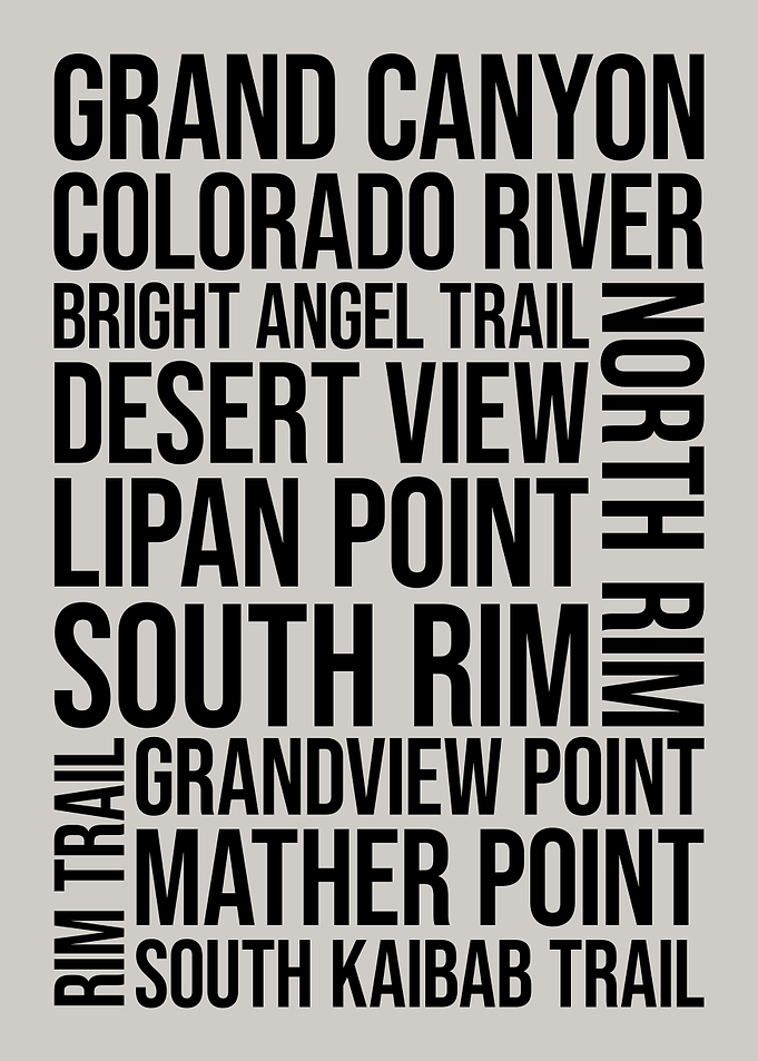 Grand Canyon Locations Typography