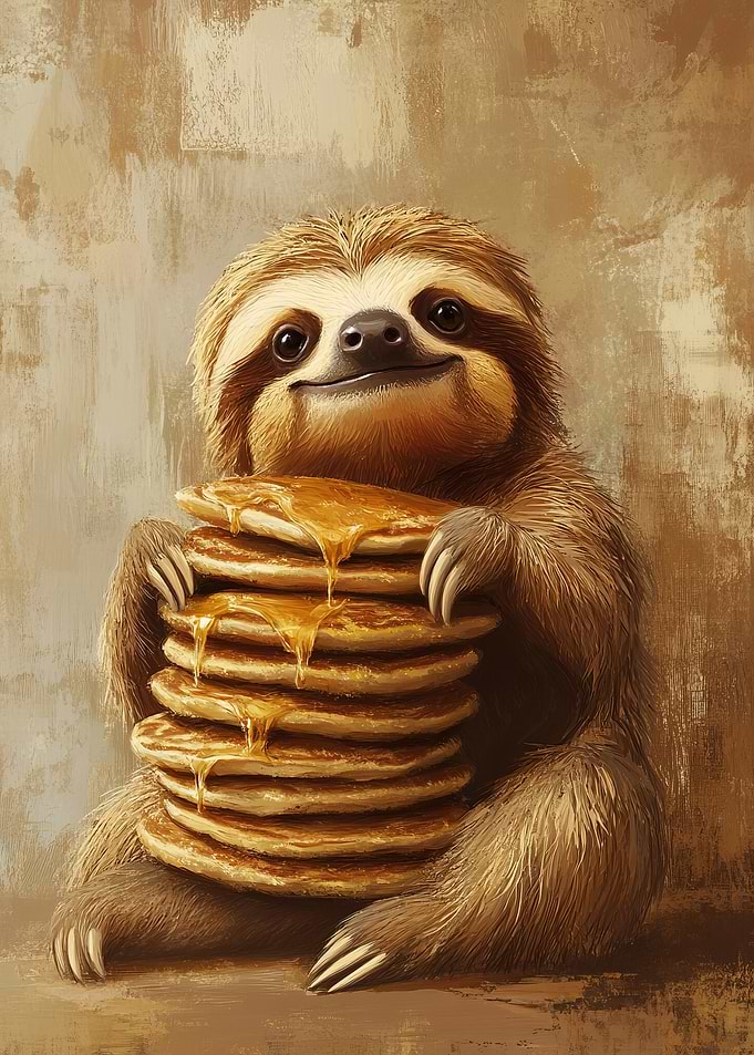 Cute Sloth with Pancakes
