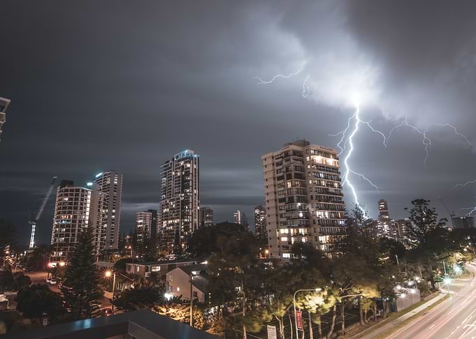 Lightning Strike Cityscape