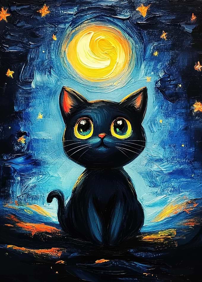 Black Cat Under the Moon