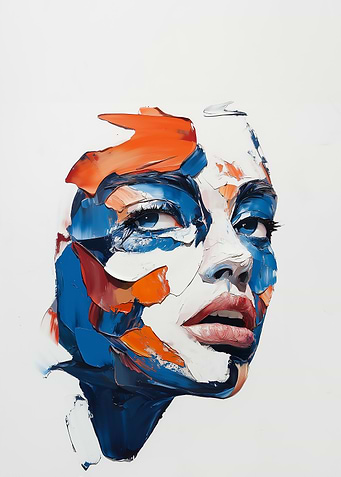 Abstract Portrait in Blue and Orange