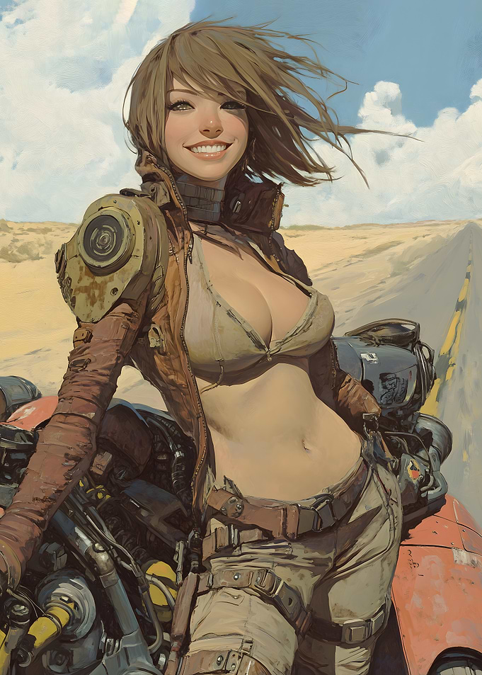 Smiling Wasteland Explorer in Post-Apocalyptic Desert