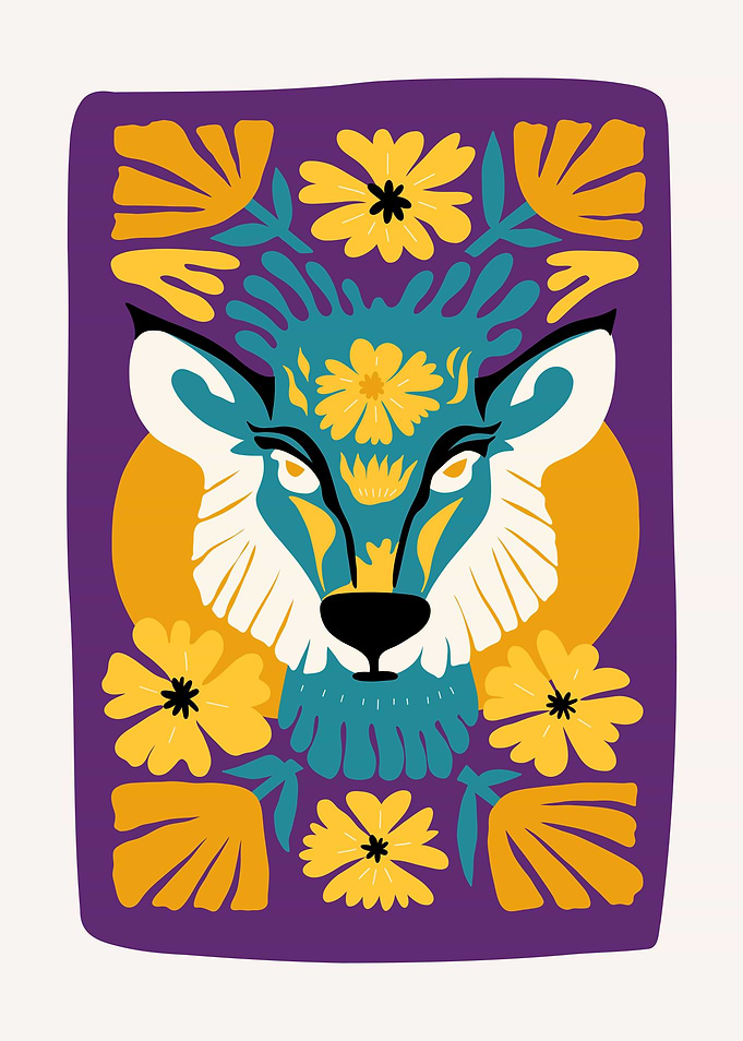 Wolf Floral Art