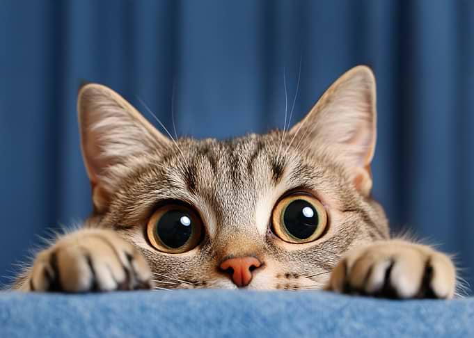 Curious Cat with Big Eyes