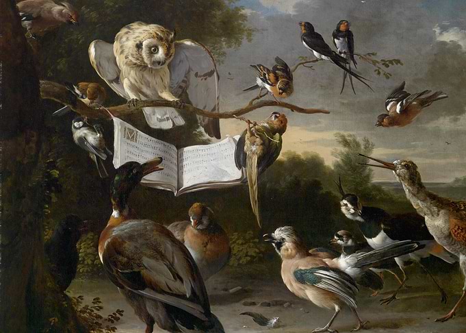 Birds Singing from Sheet Music