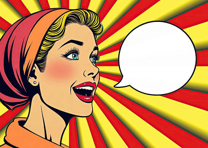 Comics woman 1950s enthusiasm talking