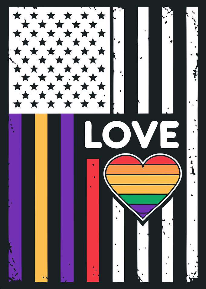 American Flag Love Heart