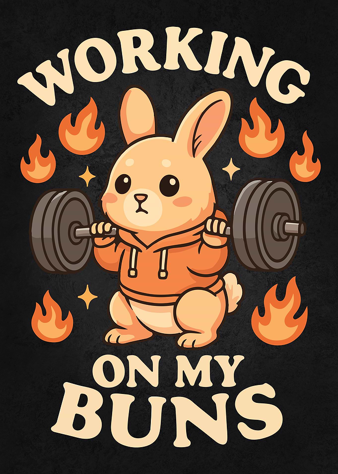 Working On My Buns – Cute Gym Bunny Squat Pun