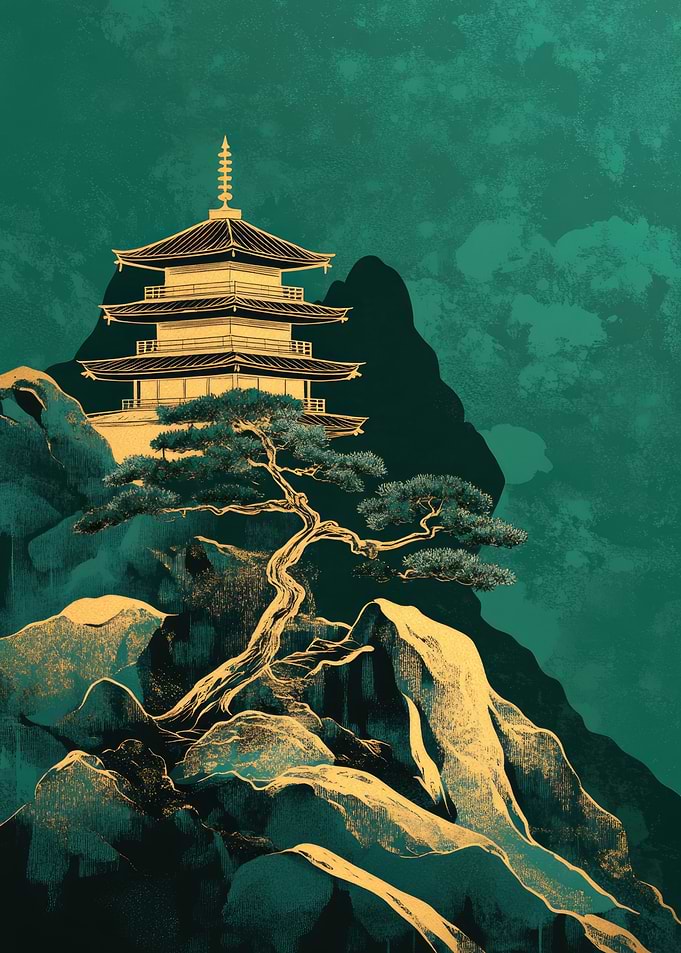 Japanese Pagoda Landscape