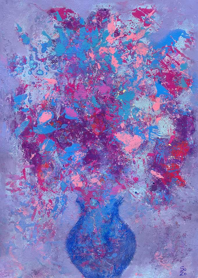 Abstract Floral on Lavender Background