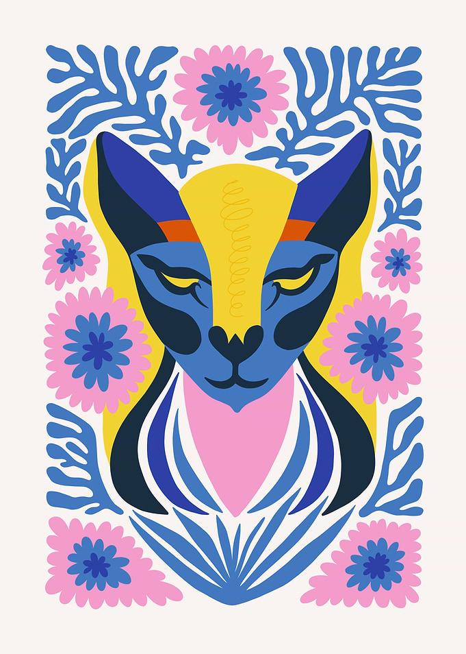 Floral Cat Illustration