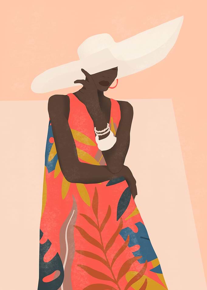 Woman in Tropical Dress