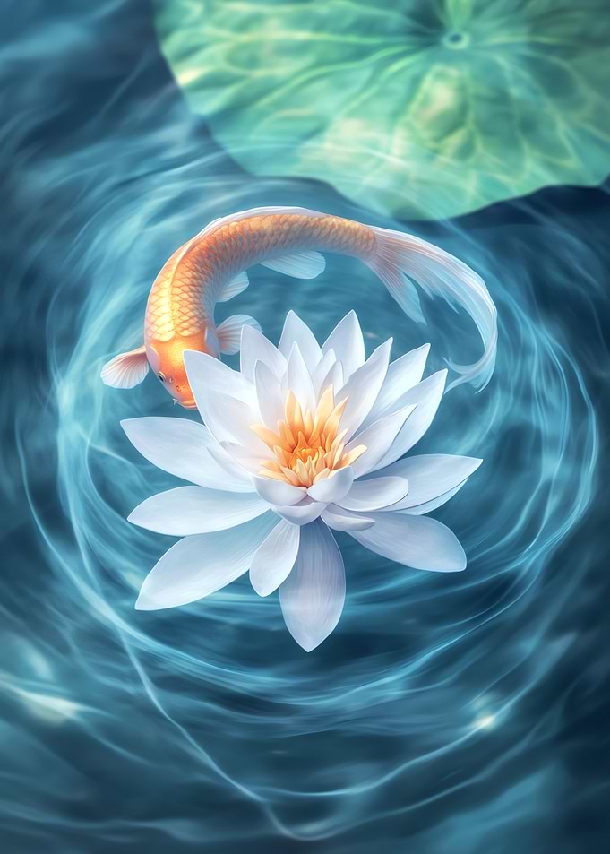 Koi and Water Lily