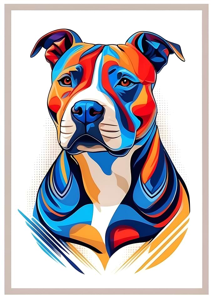 Colorful Pitbull Portrait