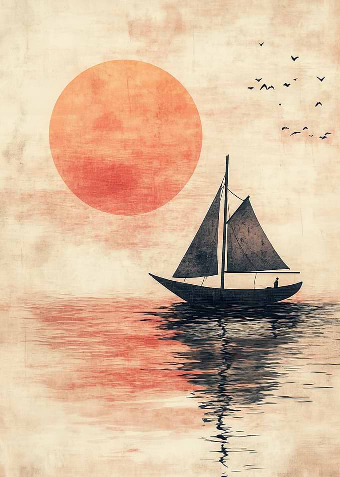 Japanese Sailboat Sunset