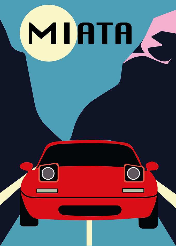 Red Miata on Road Minimalist