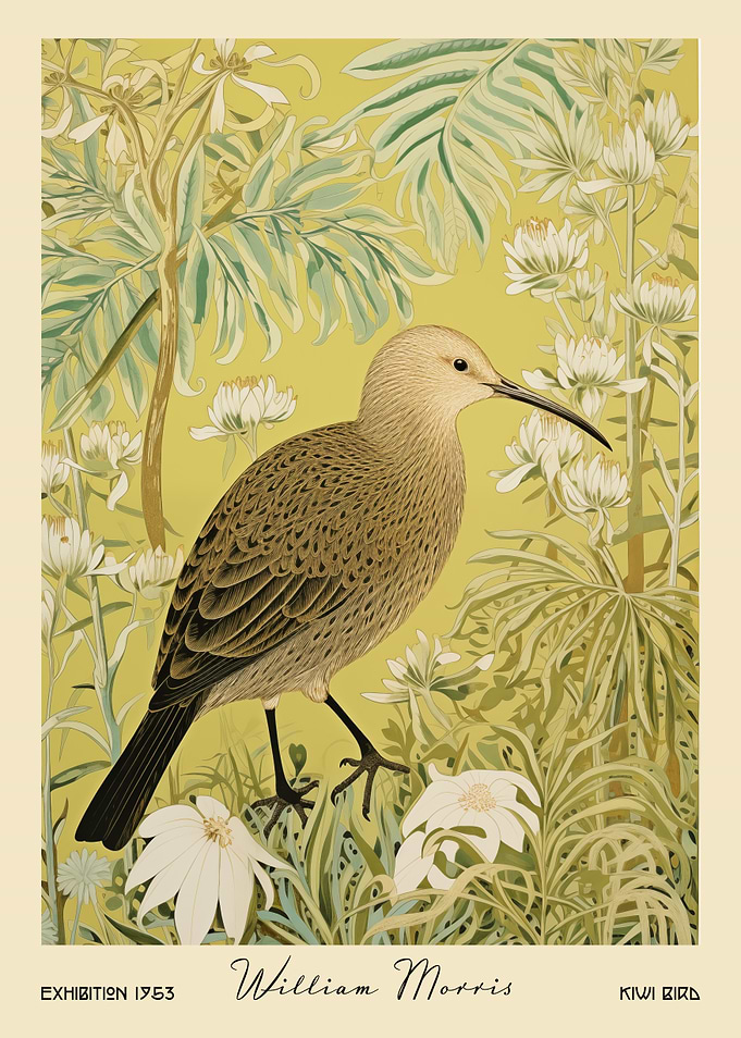 Kiwibird Kiwi NZ WIlliam Morris