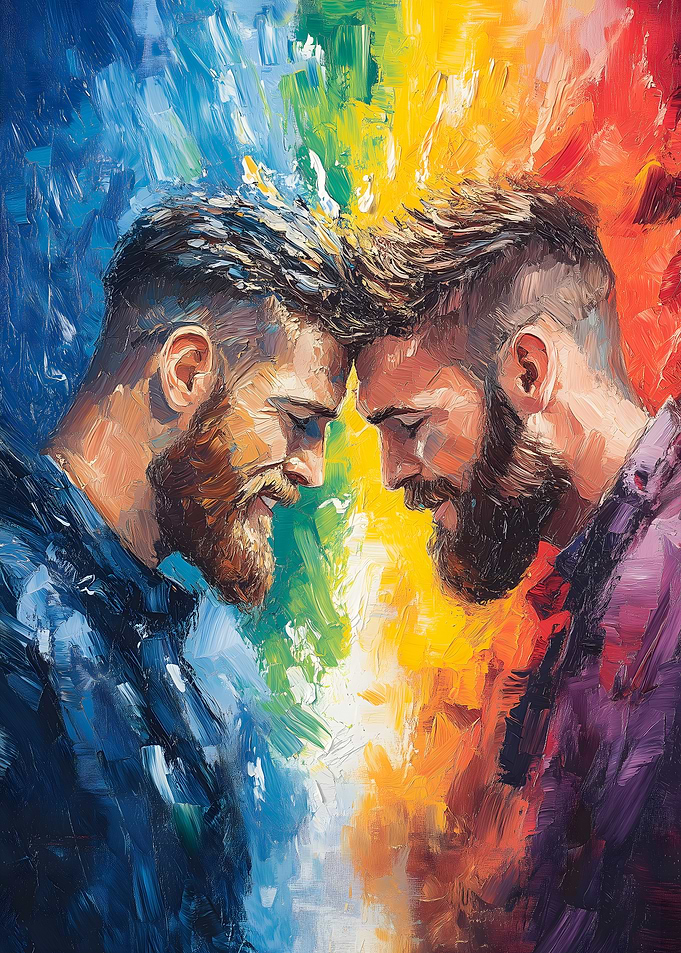 Two Men Forehead Touch