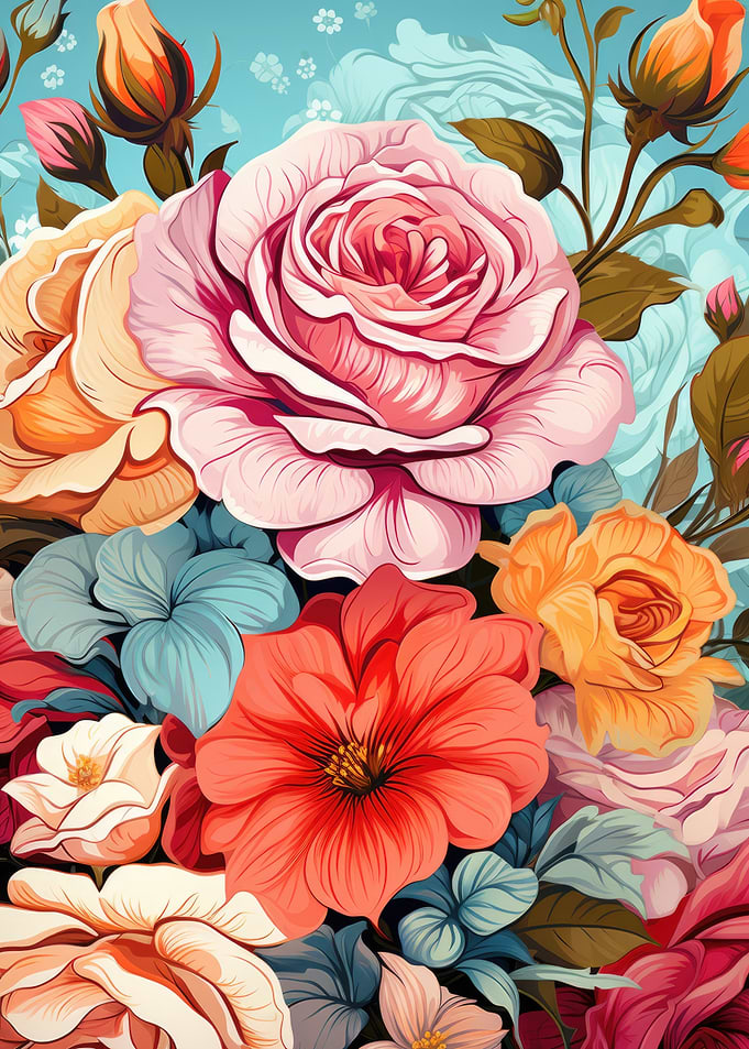 Vibrant Rose Bouquet Floral Art