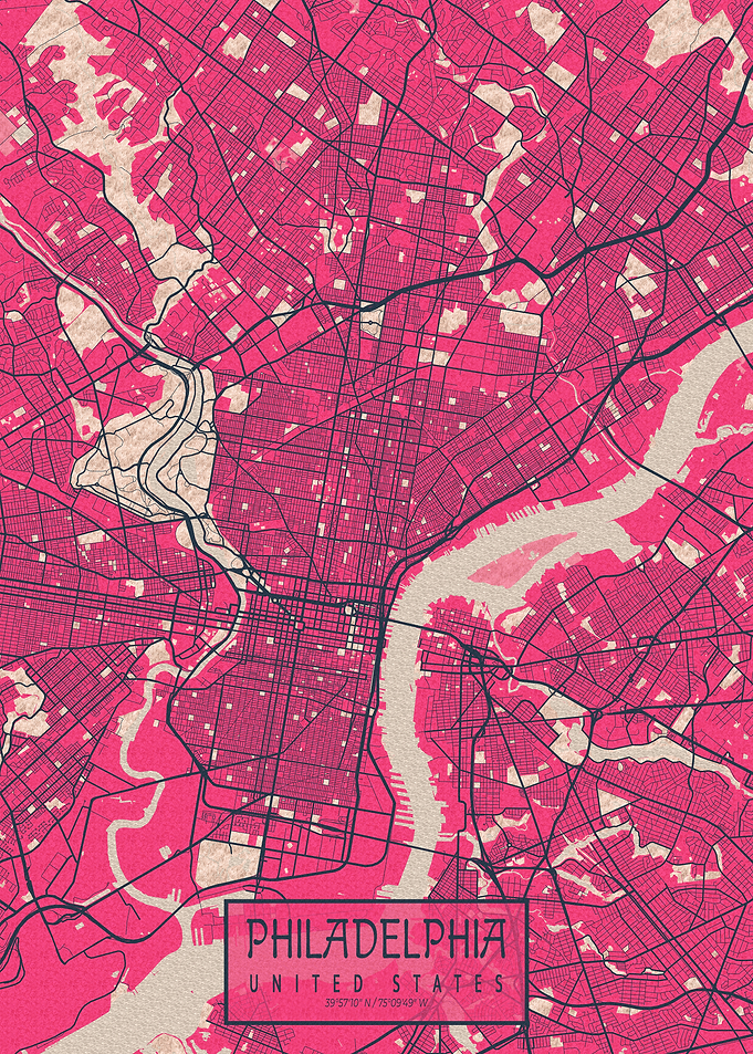 Philadelphia City Map USA Blossom
